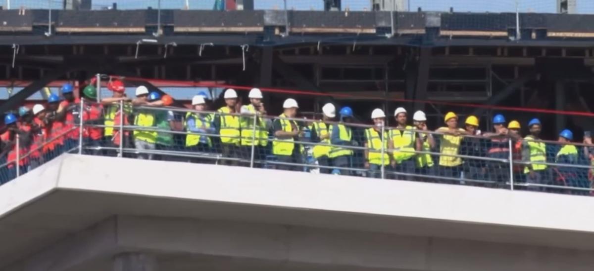 el ‘palco’ improvisado de los trabajadores del Camp Nou